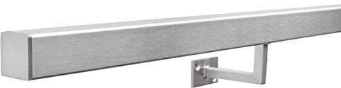 Seagull Balustrades Square Stainless Steel Handrails for Stairs - Select Your Length - Pre-Assembled with Premium Brushed Satin-Polished Steel Tube & Fittings - Made in The UK