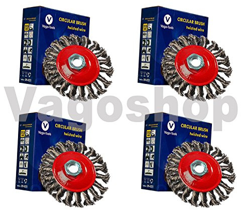6x Bevel Brush 115 mm M14 Knotted Wire Brush Flex