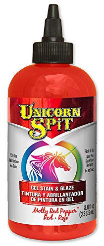 Unicorn SPiT Gel Stain and Glaze, Molly Red Pepper Water Based Paint for Wood, Glass and Fabric, Vibrant Crafting Colour for DIY Upcycling Projects, 236ml