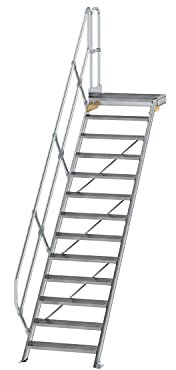 Scala in alluminio con piattaforma 45 °, gradini larghezza/profondità 800/240 mm Stufe numero 13, altezza 2,70 m