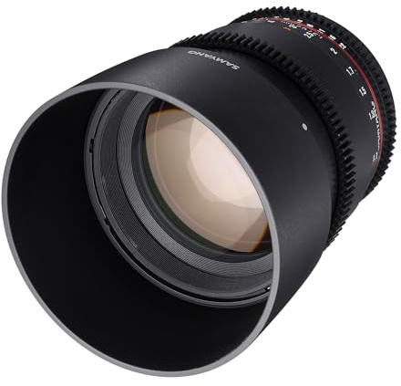 Samyang 7818 1,5/85mm Objektiv Video DSLR II MFT manueller Fokus Videoobjektiv 0,8 Zahnkranz Gear, Porträtobjektiv schwarz