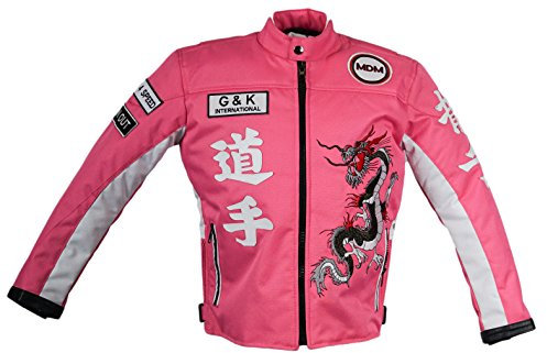 MDM Kinder Motorrad Jacje in rosa, Bikerjacke, Racing Jacke, (S)