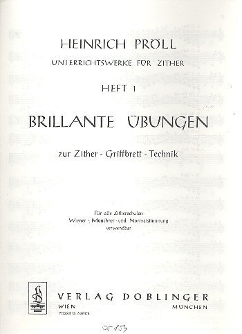 Unterrichtswerke für Zither Band 1: Brillante Übungen