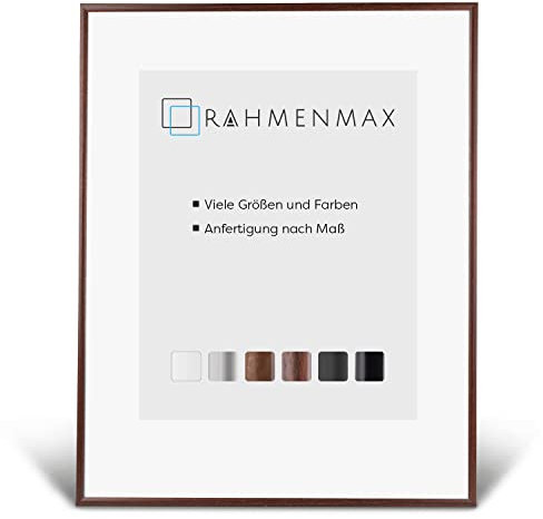RahmenMax® Iowa Bilderrahmen 48x64 cm zum Aufhängen/Bilderrahmen Maßanfertigung möglich/Posterrahmen aus Kunststoff/Bilder Rahmen in Braun mit Antireflex Acrylglas/Puzzle Rahmen
