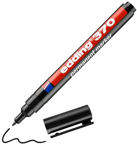 edding 370 Permanentmarker - 1 Stift - feine Rundspitze 1 mm - wasserfest, schnell-trocknend - Multimarker, Universalstift - für Karton, Kunststoff, Holz, Metall, Glas, Stein, Leinwand