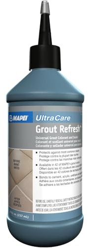 MAPEI UltraCare Grout Refresh, Universal Grout Colorant & Sealer, 8 oz Bottle – Easy Grout Restoration & Protection, 5010 Black