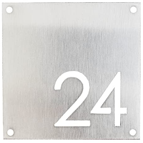 GUIZZO Creart - Numero Civico Esterno in Acciaio Inox, Targa Personalizzata con Numeri Civici Esterni, Via e/o Famiglia e Nomi Made in Italy, Targhetta Personalizzata Porta Ingresso Esterno, 12x12H cm