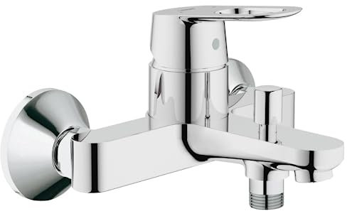 GROHE BauLoop, Badewannenarmatur (Duscharmatur für die Badewanne, Mischbatterie mit automatischer Umstellung Wanne/Brause, mit integriertem Rücklaufventil, S-Anschlüsse), chrom, 23341000
