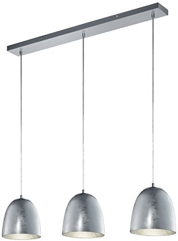 Trio Leuchten LED Pendelleuchte Ontario 305200389, Metall Nickel matt, Glas silberfarbig, exkl. 3x E14