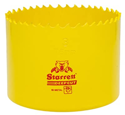 Starrett Deep Cut Hole Saw - DCH0300 Heavy Duty Bi-Metal with Extra Cobalt HSS Teeth - For Metals Wood Cast Iron Fibreglass Plastic Materials - 76mm
