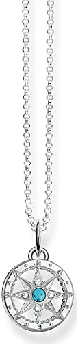 THOMAS SABO Kette ca. 40/42 cm mit Anhänger 925 Sterlingsilber/imitierter Türkis/Zirkonia türkis