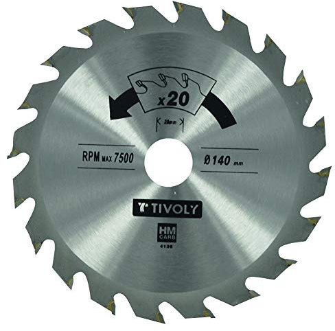 TIVOLY Xt50514004136 Circular Saw Blade Flow Diameter 140 mm Bore 20 mm Carbide Teeth Reduction Ring Diameter 12.7 mm