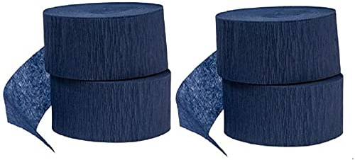 4 rolls of 72.5ft, NAVY / DARK BLUE Crepe Paper Streamers 290 ft Total - Made in USA!