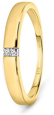 MIORE Verlobungsring Damen aus 9 Karat Weißgold (375) mit 0.02 Ct Diamanten in Spannfassung, Verlobungsring mit 4 natürlichen Brillanten, Echtgold allergenfrei & handgefertigt (Gr.48-60)