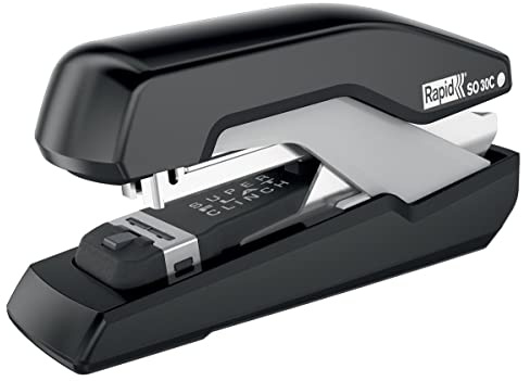 Rapid 5000549 Tacker Super Flachheftgerät (30 Blatt, Mühelos, Omnipress, Hochwertiges Ergonomisches Gehäuse, Inkl. Heftklammern, SO30c) schwarz/grau