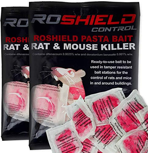 Roshield 30 Mouse Mice Rat Pasta Bait Killer Poison Control Sachet Kit- Fast Acting for Home & Garden Treatment (2 x 150g Pack)