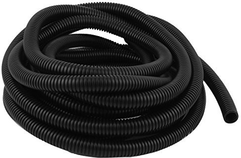sourcing map Gaine Cable électrique Fil Protection Tube de conduit ondulé en plastique de 6,5 m 15,5 x 20 mm pour jardin, bureau noir
