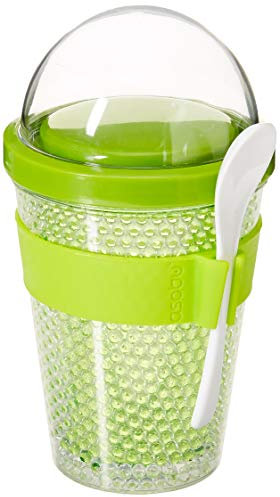 ASOBU Contenant de Gel congélateur à Double paroi pour yogourt et céréales avec cuillère 13 onces CY2GO Lime