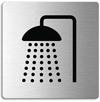 Señal Placa en acero inox 85x85 mm Ducha No.8997
