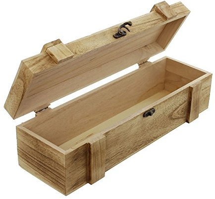 Präsentkiste, Holztruhe Rustikal, für 1 Flasche, Präsenthülle Geschenkbox