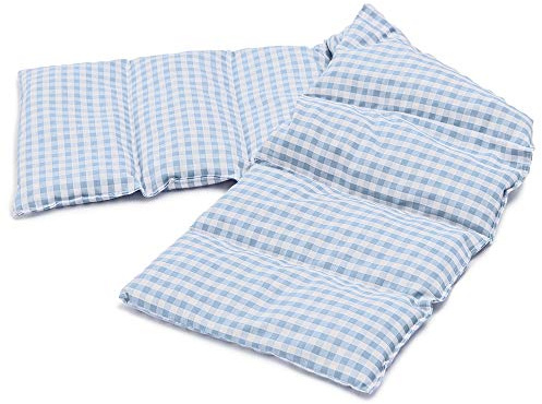 Rapssamenkissen XXL 8-Kammer, 75x20cm - Bio Stoff hellblau-weiß - Wärmekissen Körnerkissen