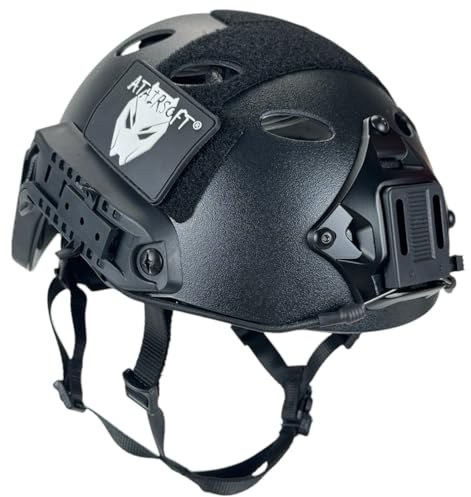 ATAIRSOFT PJ Stil Verstellbar Einstellbarer SWAT Schneller Helm für Armee Militär CQB Kampf Taktisch Paintball (Schwarz,M/L)