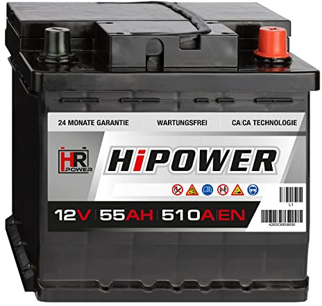Autobatterie Blei-Säure 55Ah 12V 510A/EN mit bewährter Calcium-Calcium-Technologie (Ca/Ca)