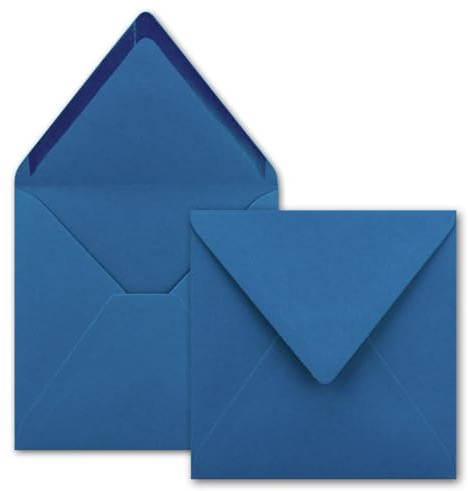 50x Quadratische Briefumschläge in Royalblau (Blau) - 15,5 x 15,5 cm - ohne Fenster, mit Nassklebung - 110 g/m² - Für Einladungskarten zu Hochzeit, Geburtstag und mehr - Serie FarbenFroh