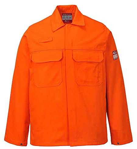 Portwest BIZ2 Mens Heat and Flame Resistant Welding Jacket Bizweld FR Protective Work Coat Durable Workwear Orange, Medium