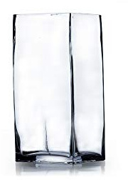 WGV Tall Square Vase Glass Block, Length 4, Height 8, Clear Bud Floral Container, Candle Holder, Planter Terrarium for Wedding Party Event, Home Office Decor, 1 Piece