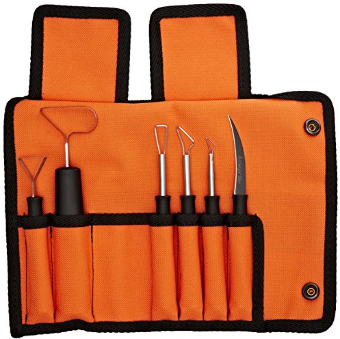 triangle Kürbis Schnitzwerkzeug Set - 6-tlg. Profi Carving Tools | Zusammengestellt von Pumpkin-Artist Ray Villafane – Sichelmesser Made in Solingen, Edelstahl, mit Rollcase