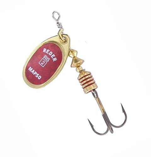 MAPSO - 5 Cucharillas de pesca REDER-3 ORO-IRIS-ROJO 6,50 gms.