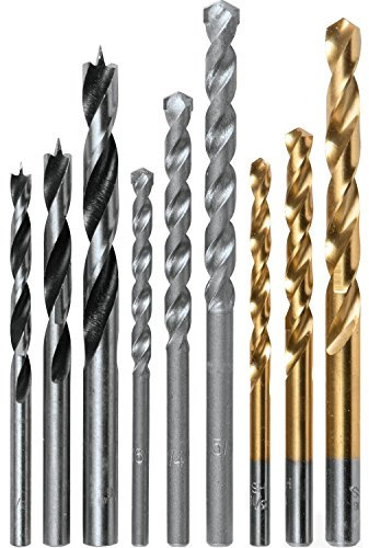 Makita 9 Stück – 3-in-1-Bit-Set für Bohrmaschinen – Präzise Bohren für masonry-concrete, Holz & Metall – Hartmetall-, Brad Point & Tin Bits