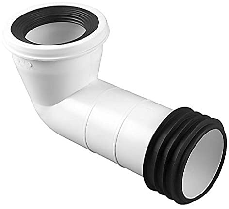 Merriway BH04134 Adattatore a Gomito a 90° per Tubo di Scarico WC, Standard, Attacco Rapido Easy-Fit, Bianco, 100 mm