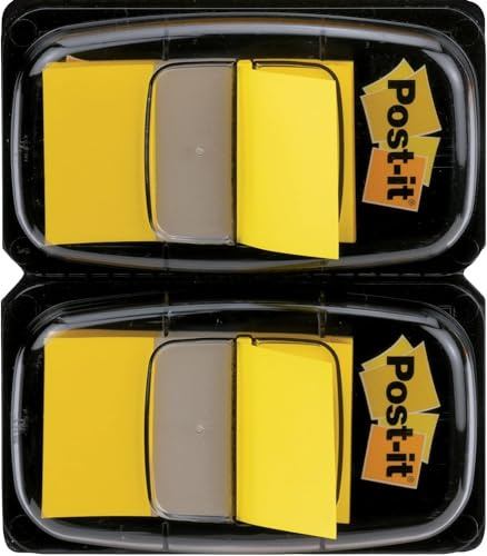 Post-it indexflaggor, medium, gul, 2 dispensrar 25,4 mm x 43,2 mm, 100 flaggor - för att markera, markera eller färgkod viktig information