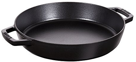 STAUB Poêle en Fonte à Double Poignée, Ronde, Ø 34 cm, Noir Mat