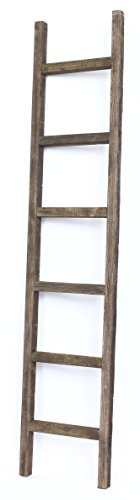 BarnwoodUSA Rustic Farmhouse Decorative Ladder - Our 6 ft Ladder can be Mounted Horizontally or Vertically and is Crafted from Upcycled Wood | No Assembly Required | Brown