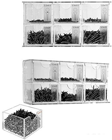 DesignPlex Espositore Porta Viti in plexiglass Trasparente a 6 cassetti - Misure: 26 x 9 x H13 cm