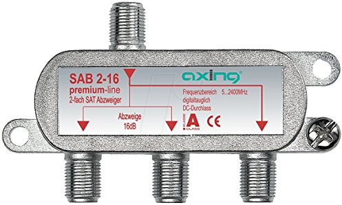 Axing SAB 2-16 2-Fach SAT-Abzweiger mit 16 dB Abzweigdämpfung (5-2400 MHz)