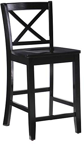Linon Home Dcor Black X Back Counter Stool, 16 W x 17.91 D x 37.01 H
