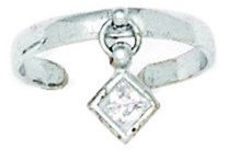 14 Karat Weißgold, Zirkonia, künstlicher Diamant, verstellbar, Zehenring, Schmuck, Geschenke für Frauen, Metall, zirkonia