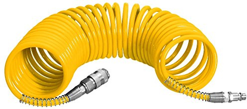 Proteco-Werkzeug® PU Druckluftschlauch Durchm 8/5 mm 5 Meter lang Spiralschlauch Luftschlauch Kompressorschlauch mit Schnellkupplung