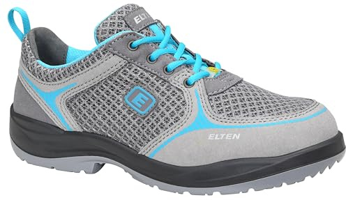 ELTEN Sicherheitsschuhe MILA aqua Low ESD S1, Damen, Textil, Stahlkappe, leicht, sportlich, Grau/Türkis, Größe: 38