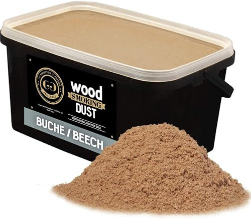 GRILLGOLD Räuchermehl Wood Smoking Dust. Zum räuchen und kalträuchern von Fisch, Fleisch und Gemüse auch für BBQ und Grill geeignet. In Wiederverschliessbaren-Eimer befüllt mit 5,5 Liter Buche