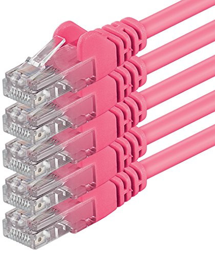 1aTTack.de 5X 1m Câble Réseau Cat6 Cat 6 - RJ45 Ethernet LAN DSL Routeur Modem - Magenta