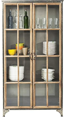 Kare Design Vitrine Kontor, 97cm, stylische Metall Vitrine, Industrial Design, große Esszimmervitrine, ausgefallene Wohnzimmervitrine, (H/B/T) 187x97x39cm