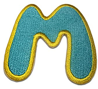 Catch the Patch Buchstabe M Blau Aufnäher zum Aufbügeln 6,3 x 5,9 cm Bügelbild für Kinder Erwachsene mit Vorname Initialen, Bügelpatch Buchstaben Alphabet