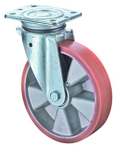 BS Rollen Schwerlast-Lenkrolle, Anschraubplatte, Polyurethanrad, Aluminium Radkörper, 100 mm, N100.B90.102