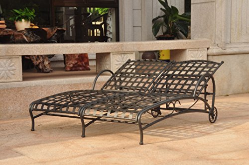 International Caravan Double Patio Chaise Lounge in Antique Black