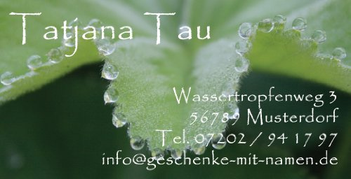 Visitenkarten Tau mit Ihrer kompletten Adresse, 54 Stück, ca. 88 x 45 mm